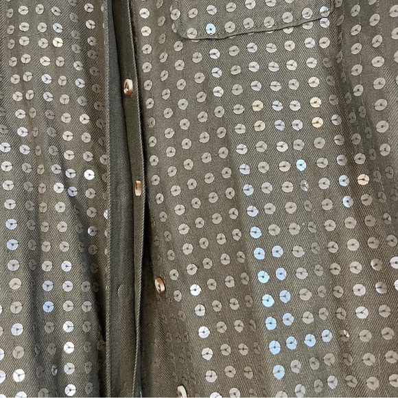 Anthropologies Maeve Womens Button Up Shirt Sequins Rayon Green Sz S Relaxed Fit - Picture 4 of 13